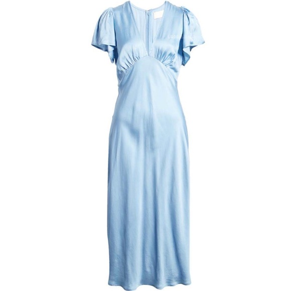 🔥Light Blue Silk-Satin Gown/Maxi Dress - Picture 1 of 6